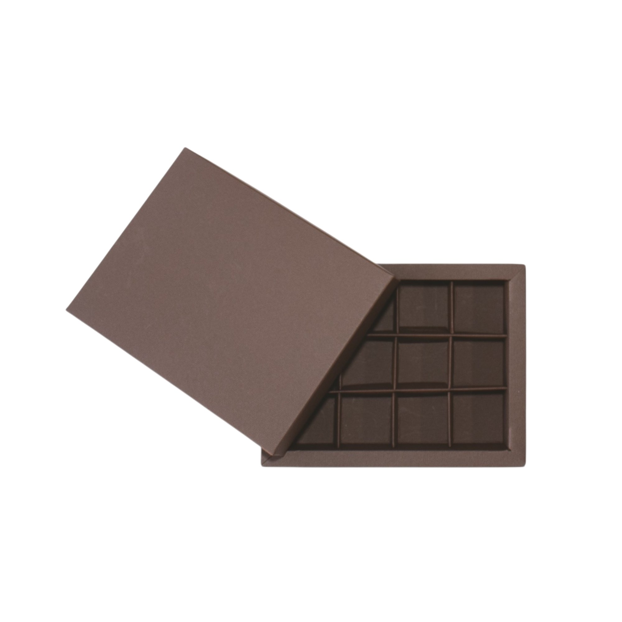 12er Pralinenschachtel „Sirio“ mit Kartondeckel in Carruba, Draufsicht