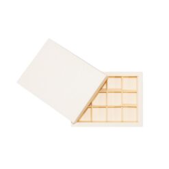 12er Pralinenschachtel „Sirio“ mit Kartondeckel in Creme, Draufsicht