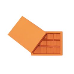 12er Pralinenschachtel „Sirio“ mit Kartondeckel in Orange, Draufsicht