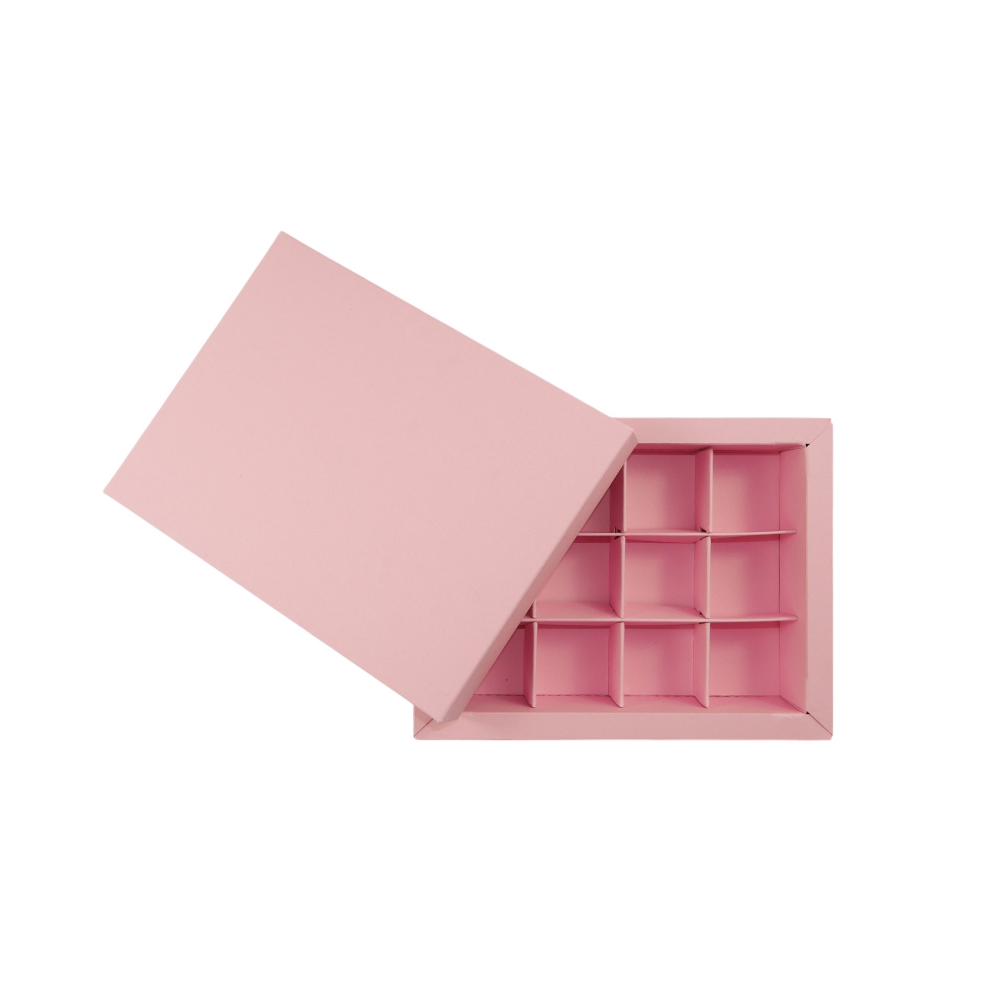 12er Pralinenschachtel „Sirio“ mit Kartondeckel in Rosé, Draufsicht