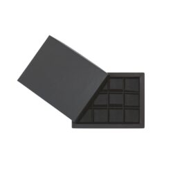 12er Pralinenschachtel „Sirio“ mit Kartondeckel in Schwarz, Draufsicht