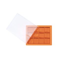 12er Pralinenschachtel „Sirio“ mit Klarsichtdeckel in Orange, Draufsicht
