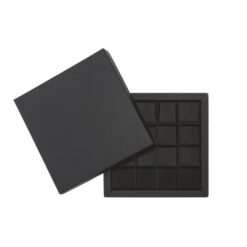 16er Pralinenschachtel „Sirio“ mit Kartondeckel in Schwarz, Draufsicht