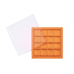 16er Pralinenschachtel „Sirio“ mit Klarsichtdeckel in Orange, Draufsicht