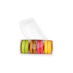 4er Macaron-Verpackung mit Klarsichtdeckel in Weiß Glanz