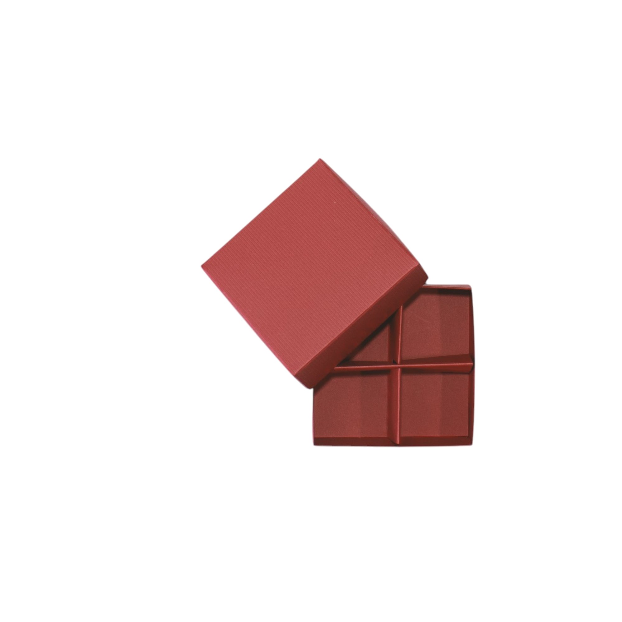 4er Pralinenschachtel „Sirio“ mit Kartondeckel in Rot, Draufsicht