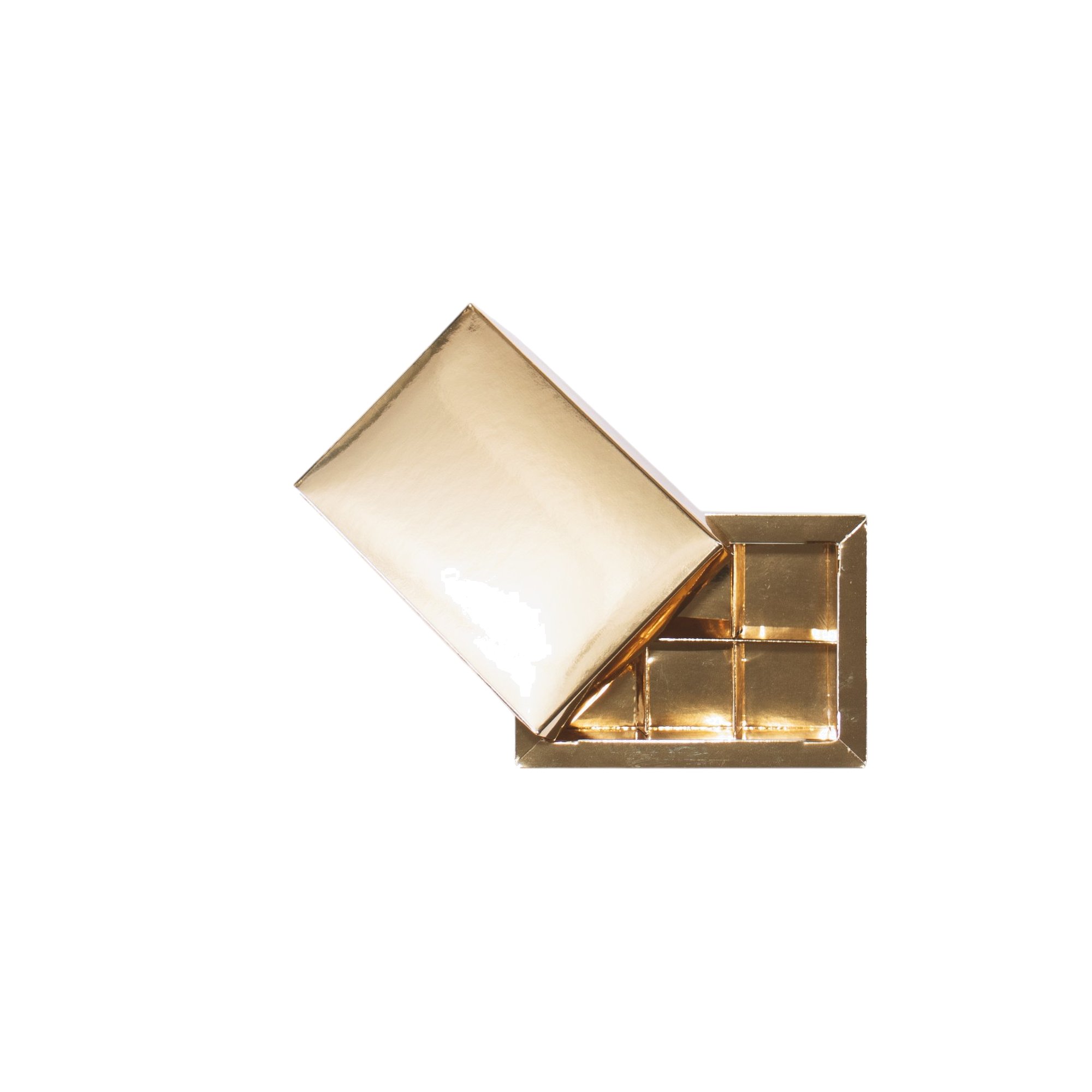 6er Pralinenschachtel „Sirio“ mit Kartondeckel in Gold, Draufsicht