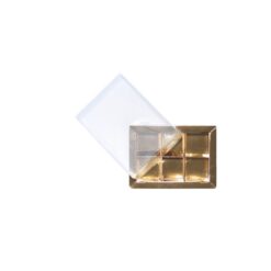 6er Pralinenschachtel „Sirio“ mit Klarsichtdeckel in Gold, Draufsicht