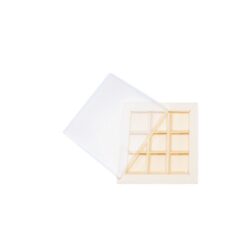 9er Pralinenschachtel „Sirio“ mit Klarsichtdeckel in Creme, Draufsicht