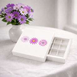 9er Pralinenschachtel mit Blumenmotiv, Produktansicht