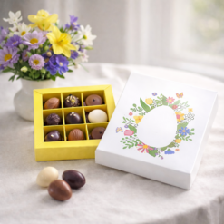 9er Pralinenschachtel mit gedrucktem Ostermotiv, Anwendungsbeispiel