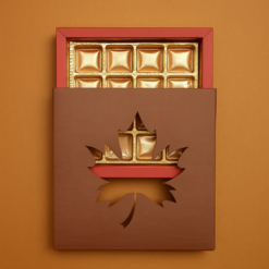 16er Pralinenschachtel mit Ahornblatt-Fenster