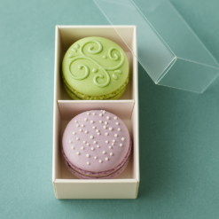Premium 2er Macaron-Verpackung flach mit Kartonstegen, Produktansicht