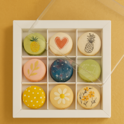 Premium 9er Macaron-Verpackung flach mit Kartonstegen
