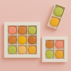 Premium 2er Macaron-Verpackung flach mit Kartonstegen