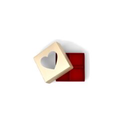 4er Pralinenschachtel mit Herz-Fenster, Deckel Creme, Boden Rot