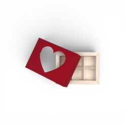 6er Pralinenschachtel mit Herz-Fenster