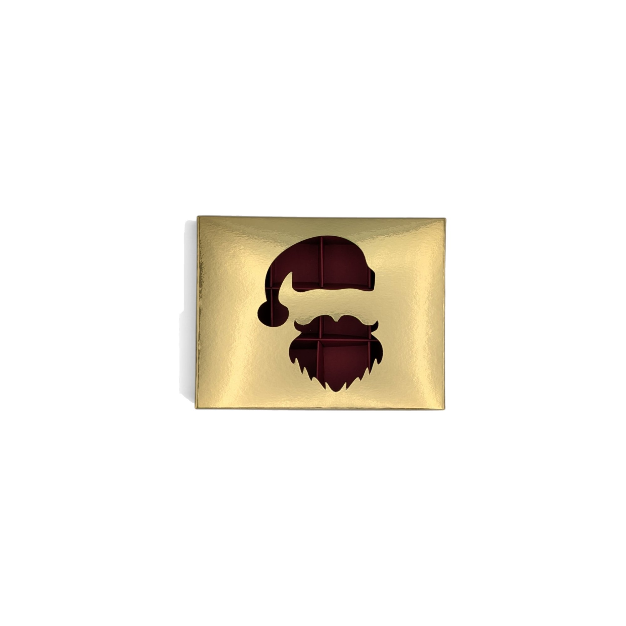 12er Pralinenschachtel mit Nikolaus-Fenster in Gold, Draufsicht