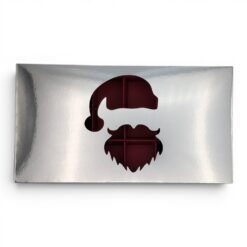 18er Pralinenschachtel mit Nikolaus-Sichtfenster, Motiv Nikolausmütze, Farbe Silber Glanz