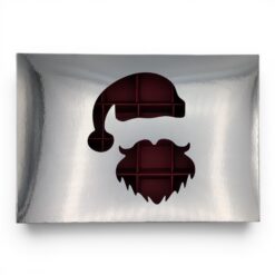 24er Pralinenschachtel mit Nikolaus-Sichtfenster, Motiv Nikolausmütze, Farbe Silber Glanz