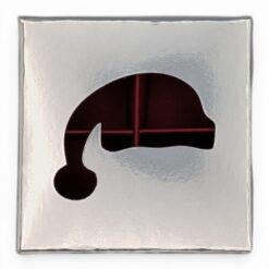 4er Pralinenschachtel mit Nikolaus-Sichtfenster, Motiv Nikolausmütze, Farbe Silber Glanz