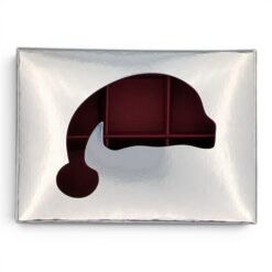 6er Pralinenschachtel mit Nikolaus-Sichtfenster, Motiv Nikolausmütze, Farbe Silber Glanz