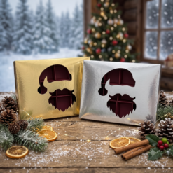 12er Pralinenschachtel mit Nikolaus-Sichtfenster, Motiv Mütze und Bart, Produktansicht