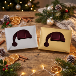 6er Pralinenschachtel mit Nikolaus-Sichtfenster, Motiv Nikolausmütze, Produktansicht